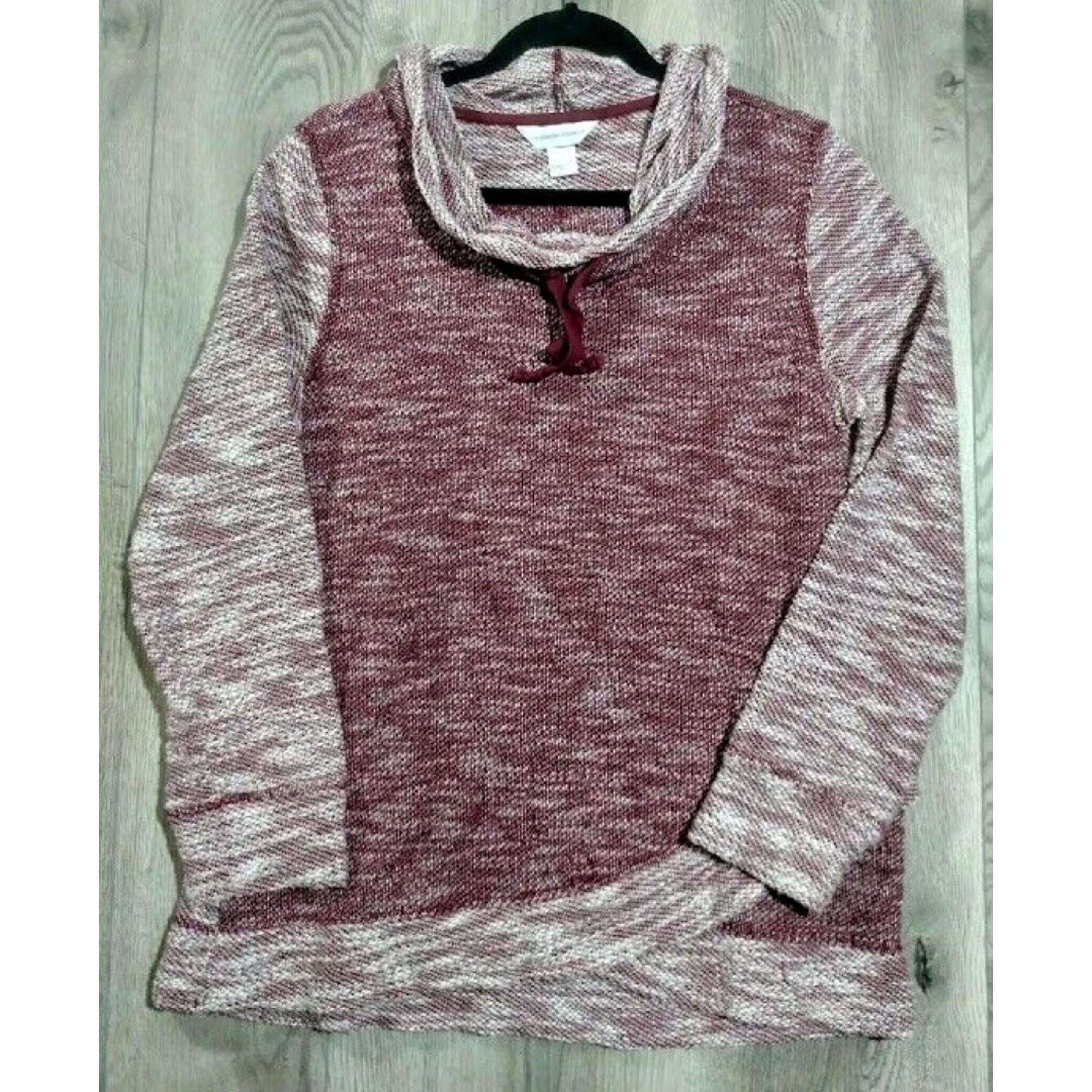 Christopher & Banks Long Sleeve Cowl Neck Knit Sweater Womens Medium Burgundy