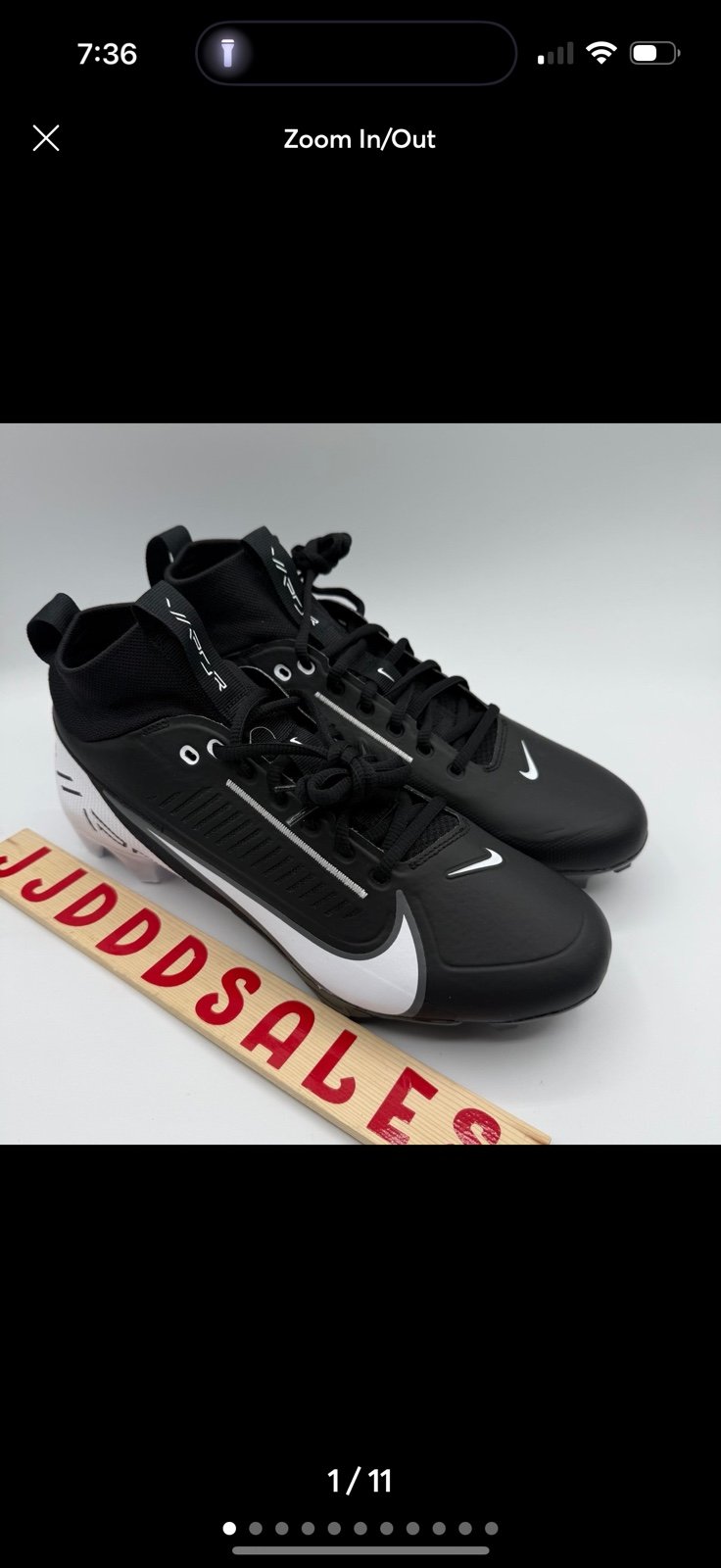 Nike Vapor Edge Pro 360 2 Football Cleats Black White DA5456-001 Men’s Size 9