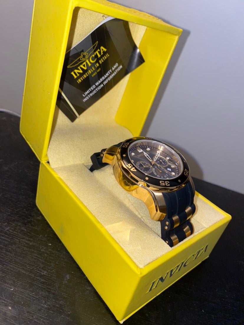 Invicta Anatomic Quartz Watch in Black/Gold
