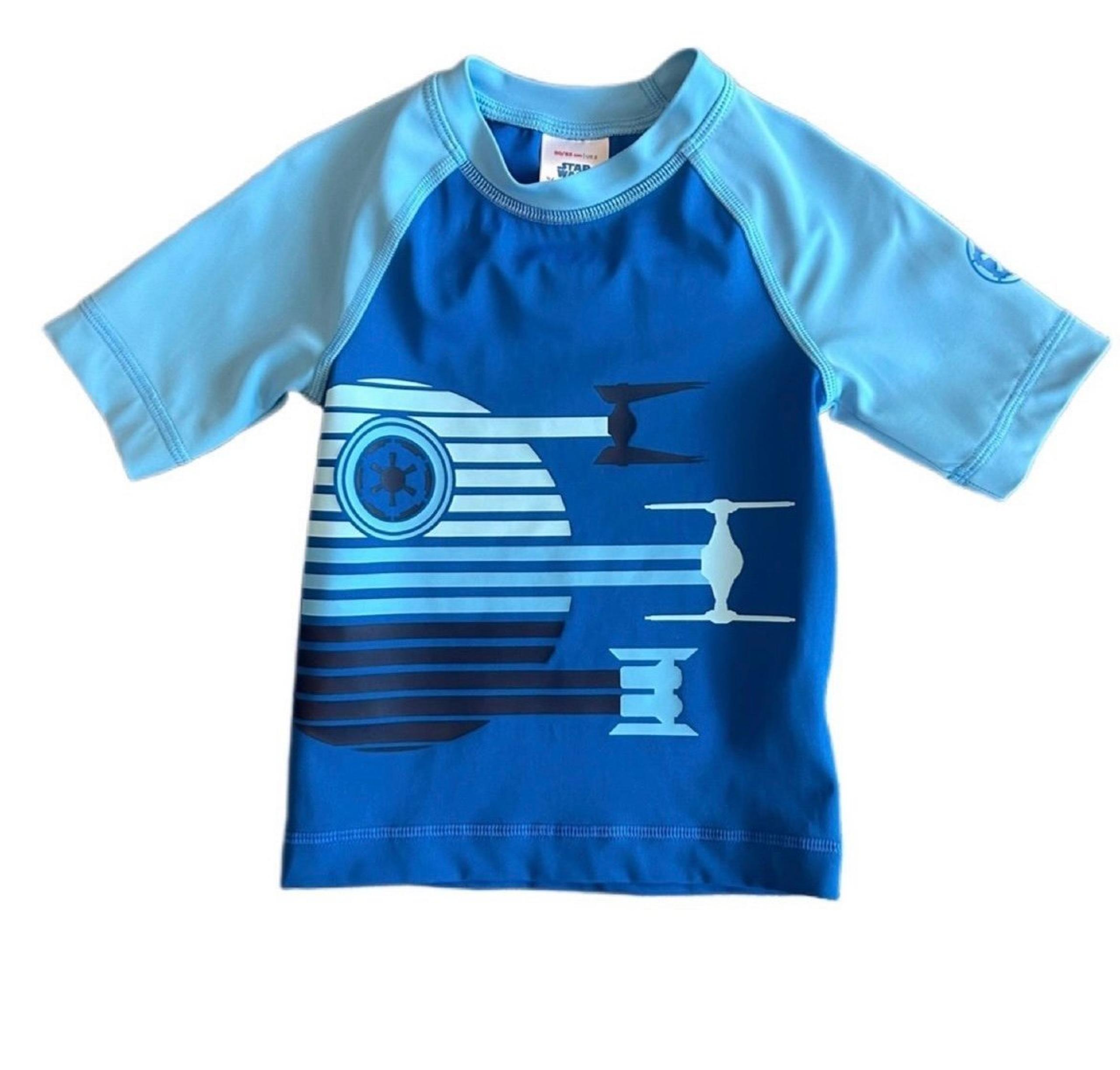 Hanna Andersson blue Star Wars short sleeve swim rash guard top size 80/85 CM 2