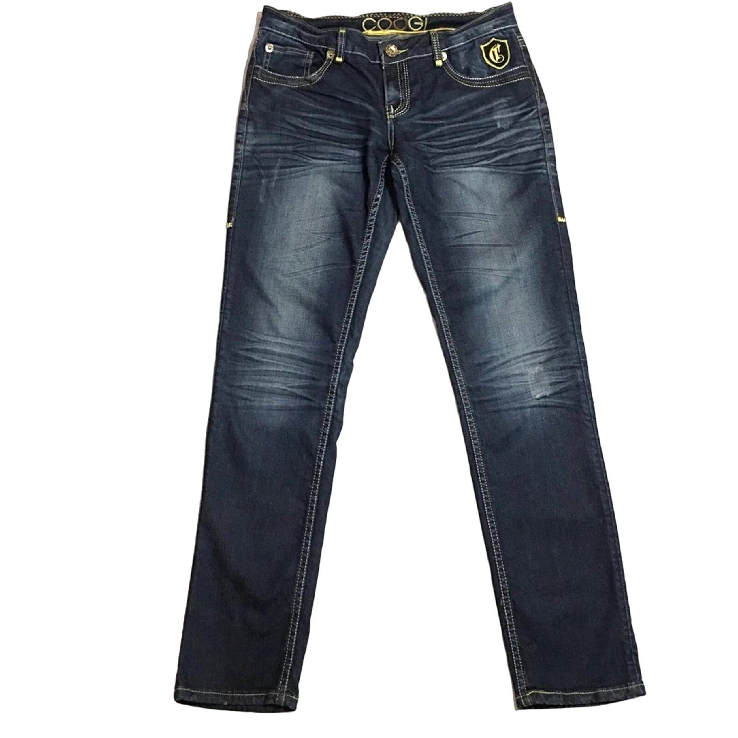 COOGI Women's Blue Medium Wash Embroider Classic Straight Leg Jean Size 9/10