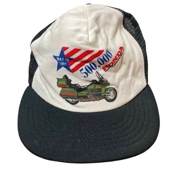 Honda Vintage Trucker SnapBack Hat Motorcycle Goldwing 1991 500,000 Racing Rare