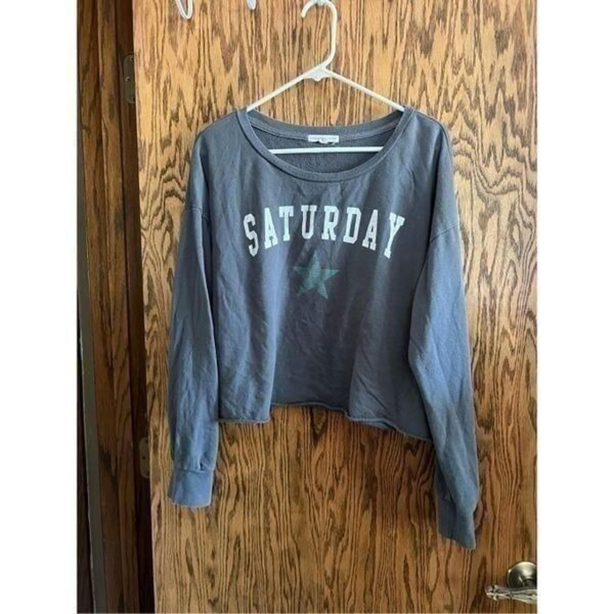 Grayson Threads Sleepwear Cropped Grey Saturday Long Sleeve Top Woman’s Size XL