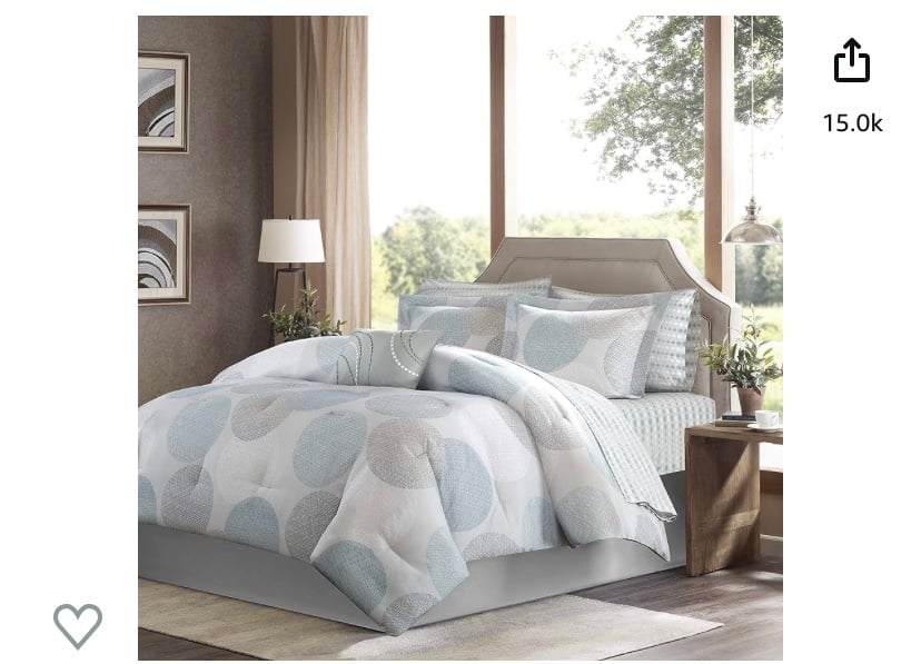 Madison Park Essentials Circular Aqua Twin Bed in a Bag Set