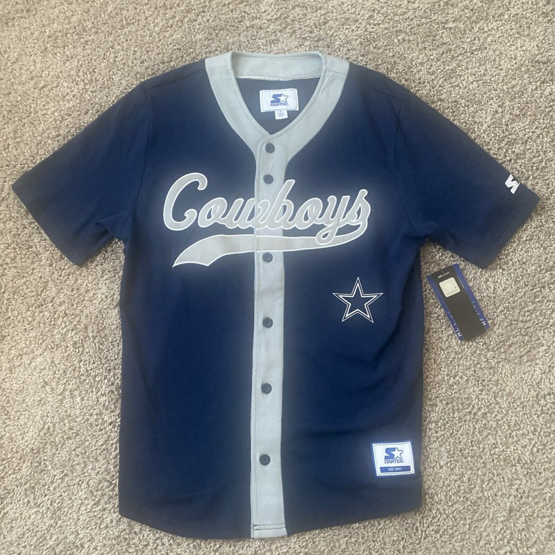 Starter NFL Dallas Cowboys Baseball Jersey Men’s Size Medium Blue New Stitched