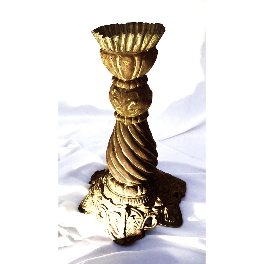 1793 Rustic old Gold Candle Holder Heavy Made in Phillipines