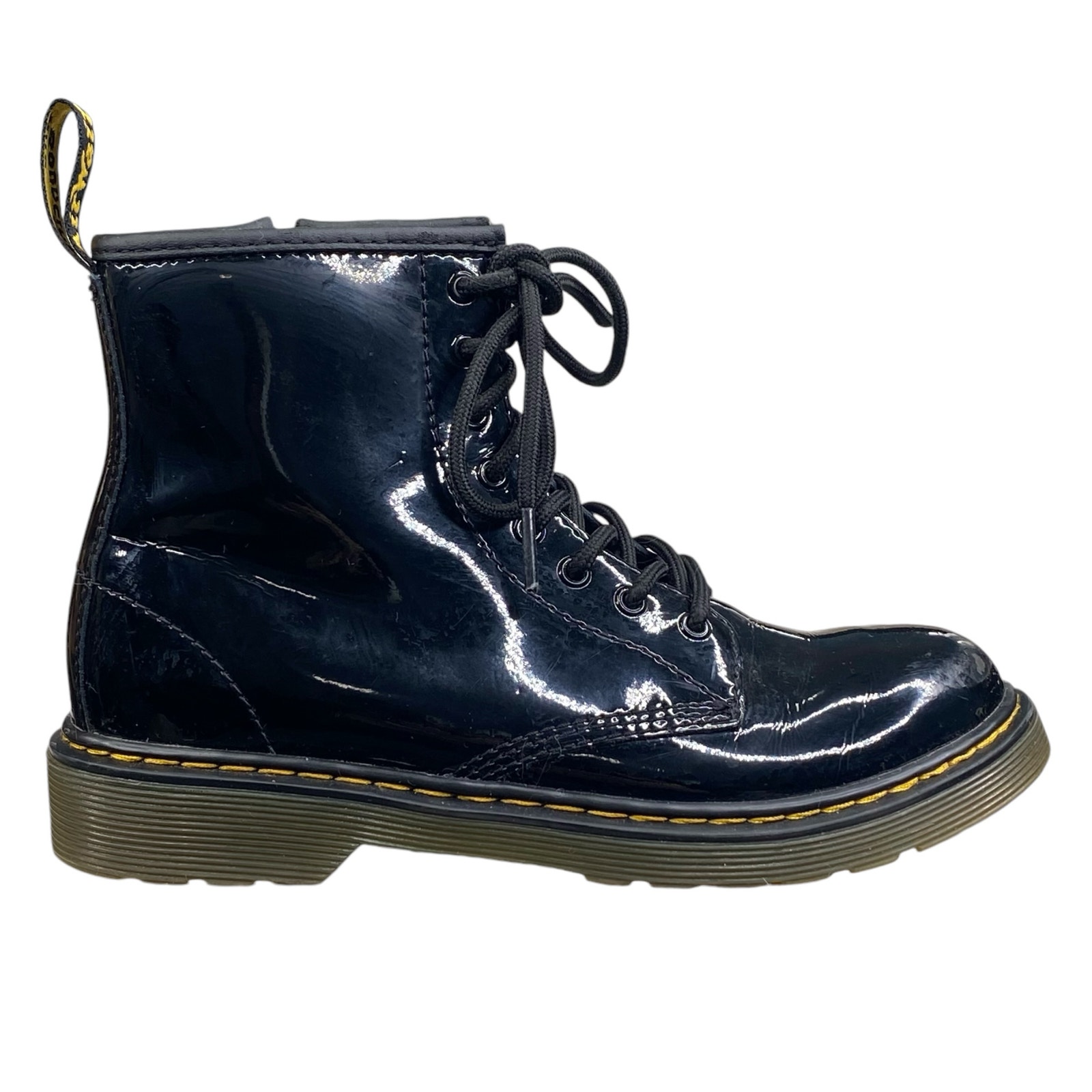 Dr . Martens Unisex 1460J Black Patent Leather Combat Boot Size M 4 W 5