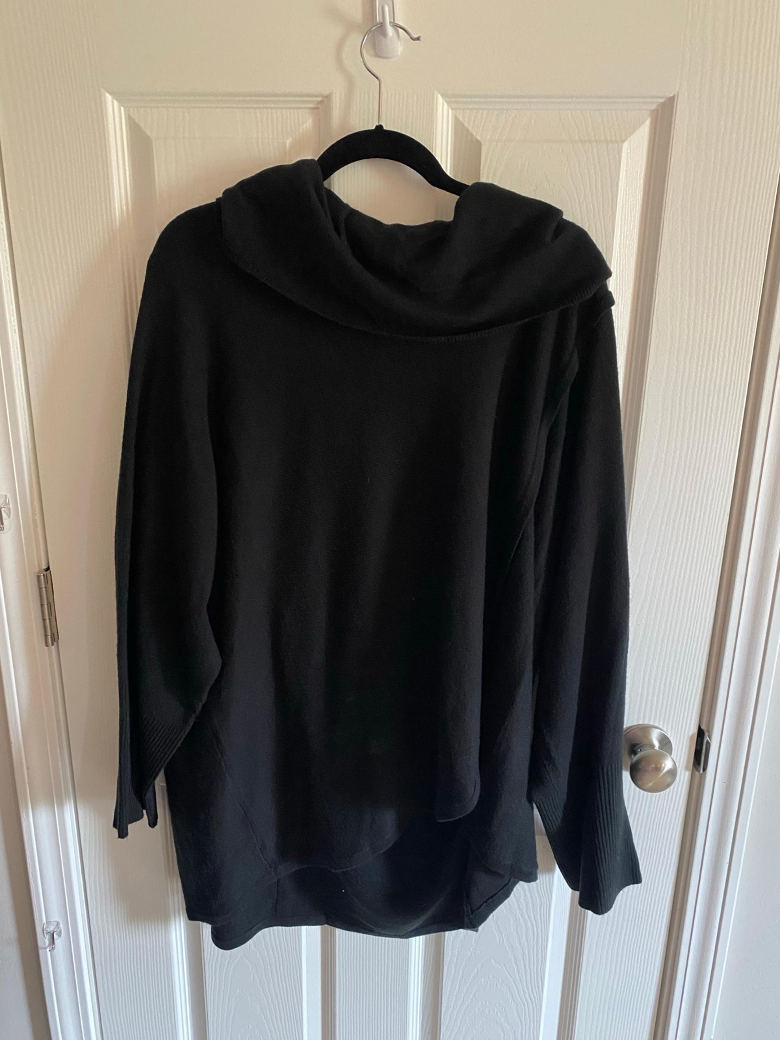 Kim Rogers lightweight cowl neck sweater black plus size 3x long length