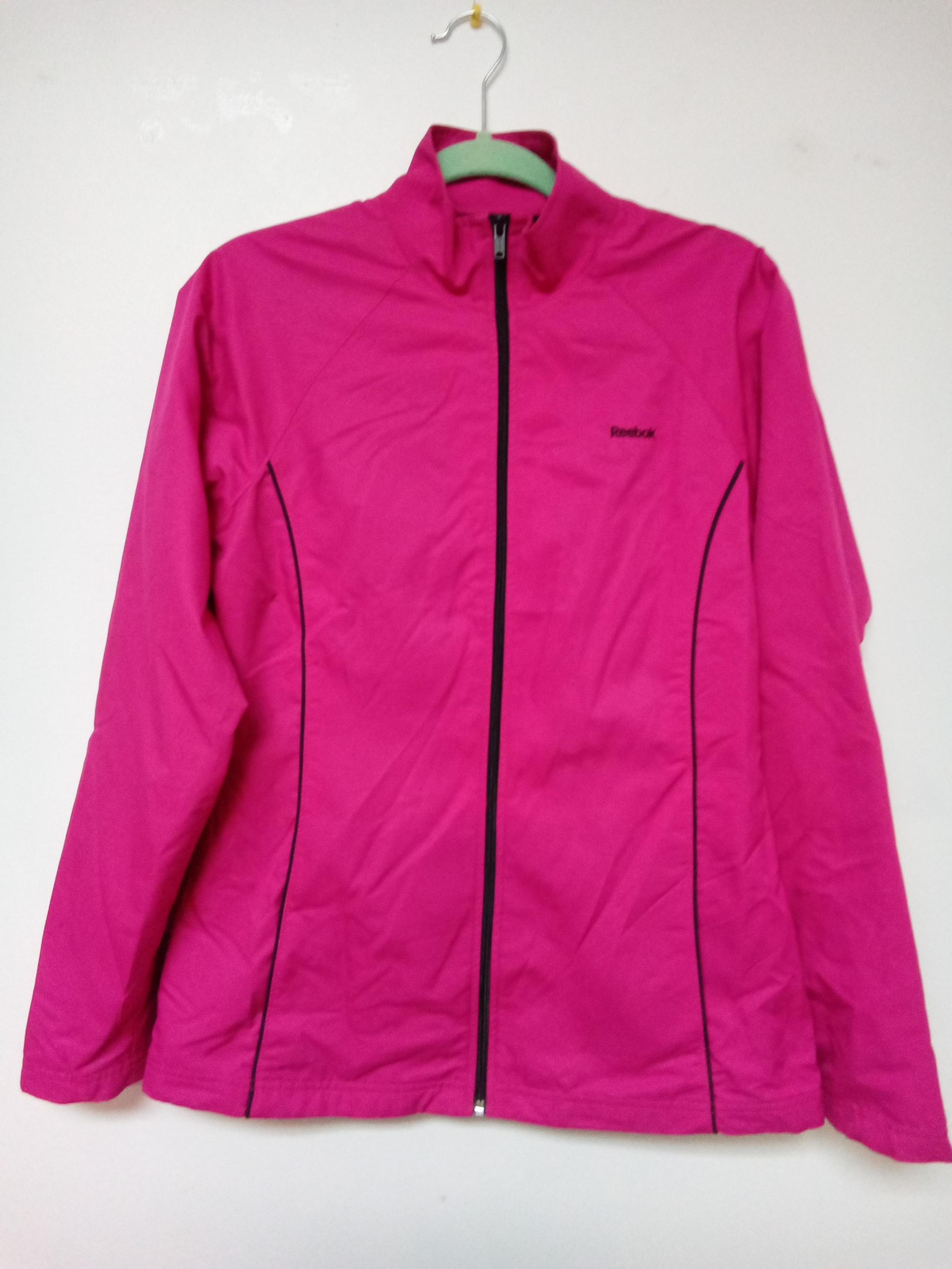 Reebok Fuschia Windbreaker Jacket Full Zip Size M with Pockets in Front