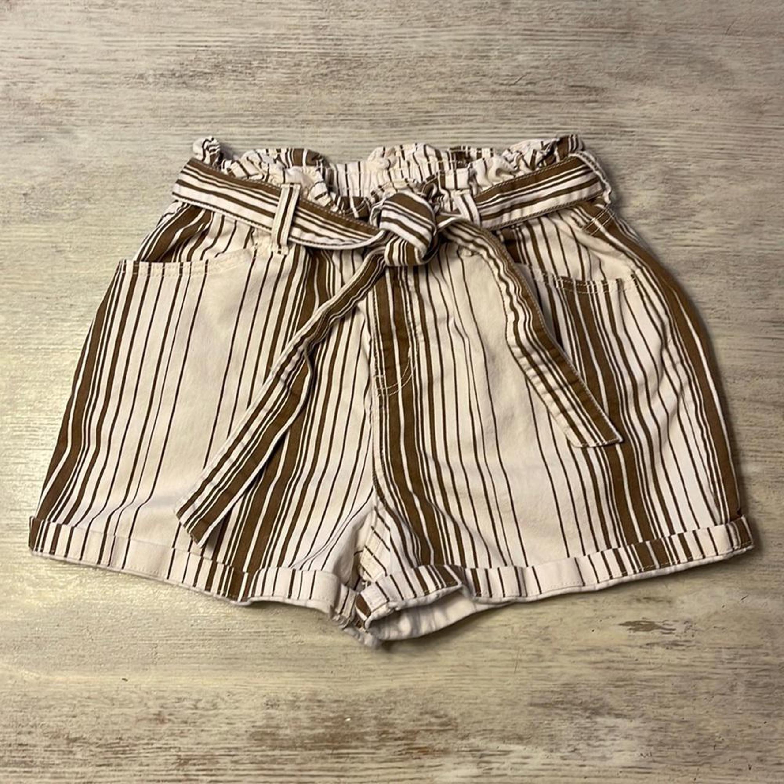 Time & Tru High Waisted Striped Shorts