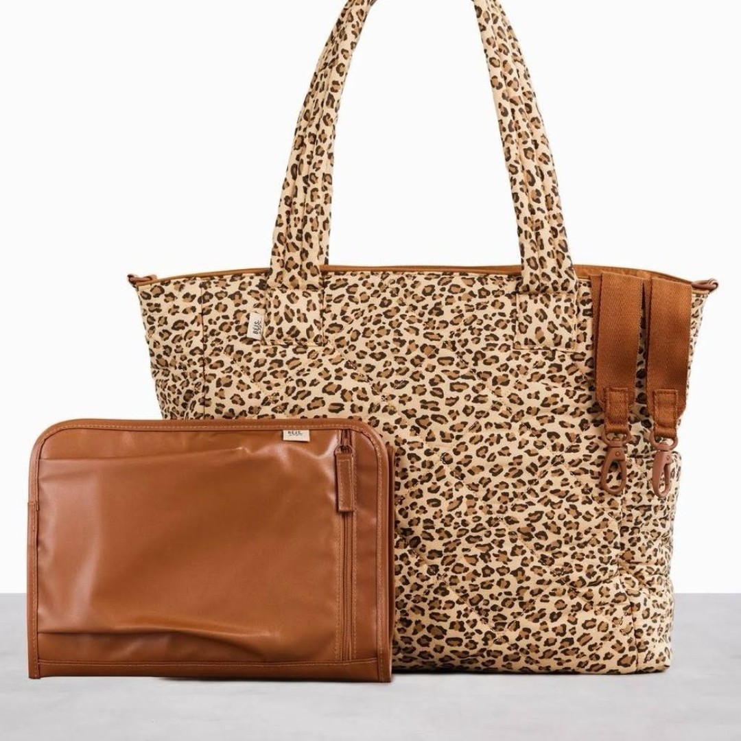 BEIS x Elsa Hosk Quilted Tote Diaper Bag In Wild Child Animal Print New