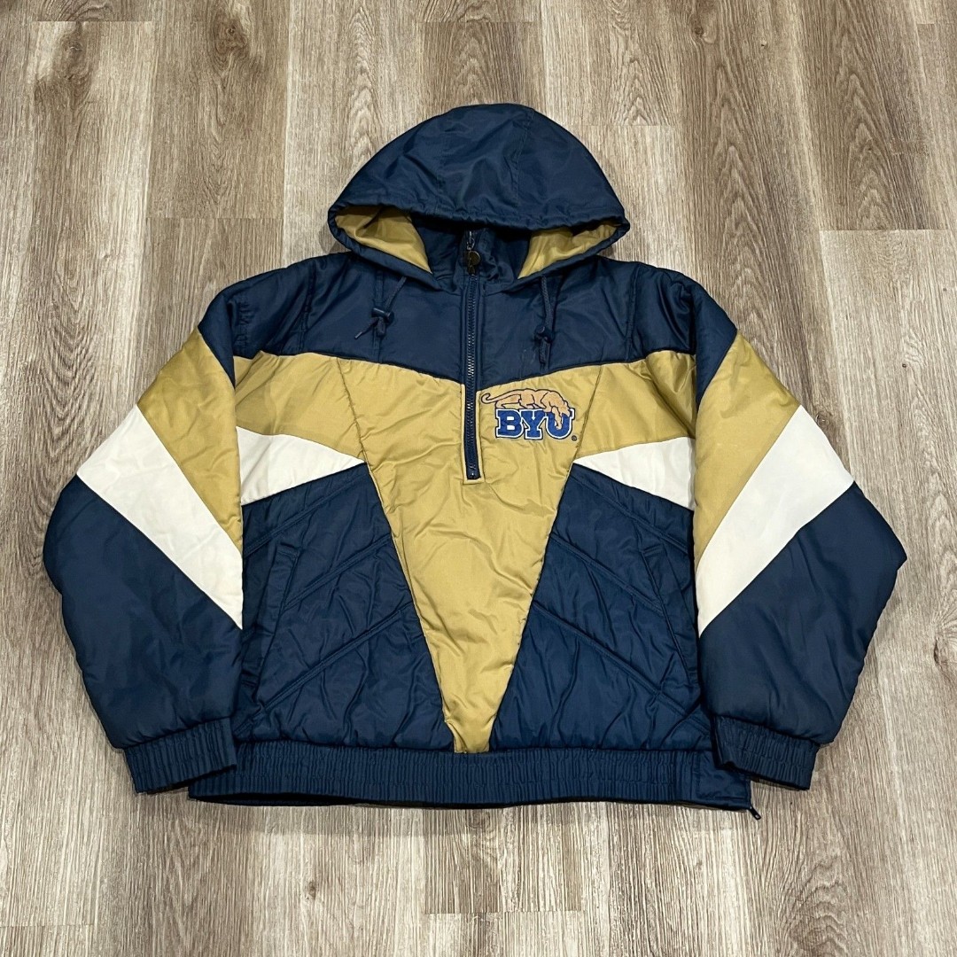 Vintage 90s BYU Brigham Young University Pro Player Puffer Jacket Men's Size L