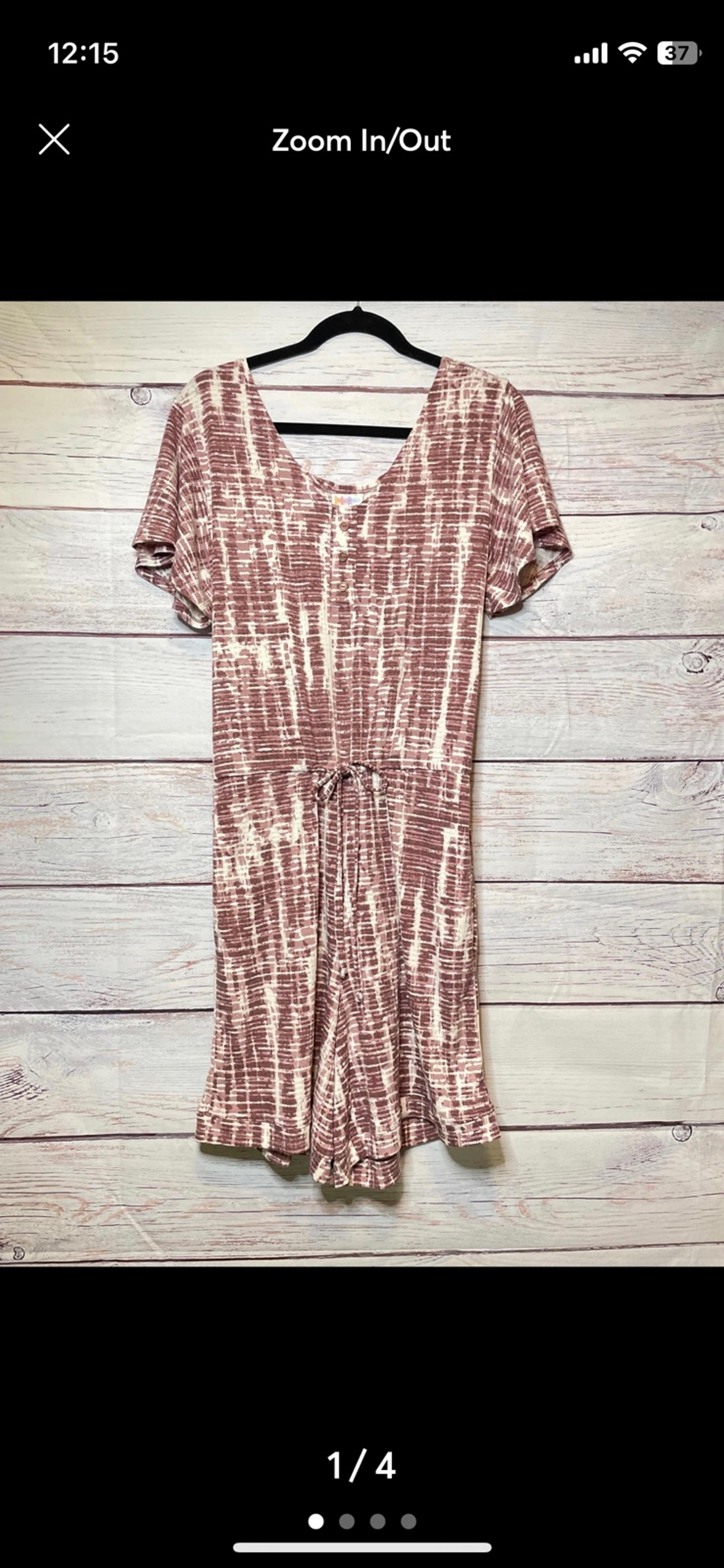 LuLaRoe Xanthe Romper XSmall Tie Dye in Burgundy and white, Waffle knit