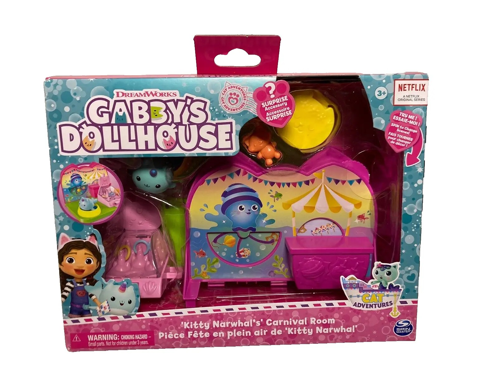 Gabby's Dollhouse Cat Adventures KITTY NARWHAL'S CARNIVAL ROOM Playset