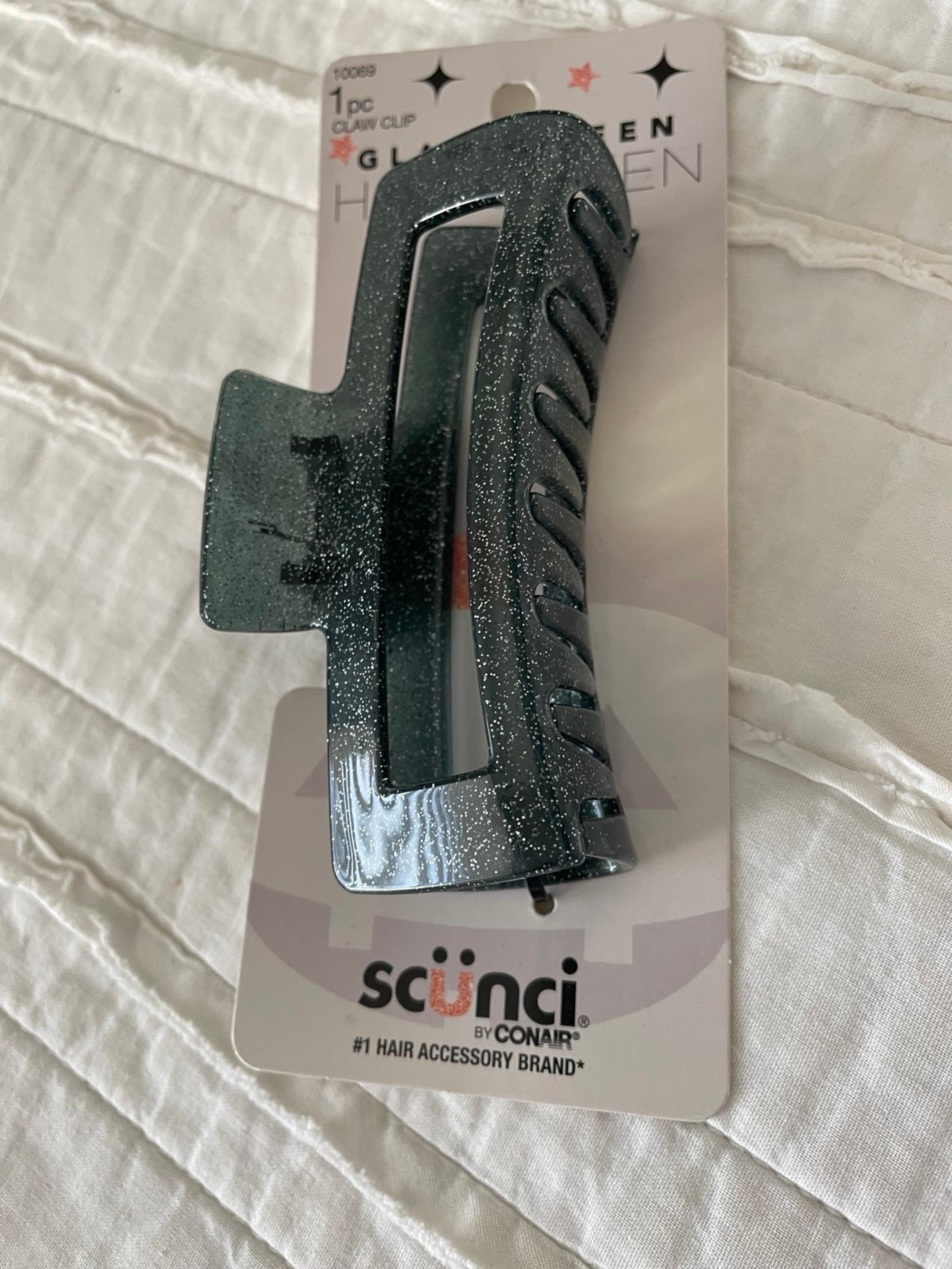 New scunci black with silver sparkle hair claw clip Halloween anytime girls
