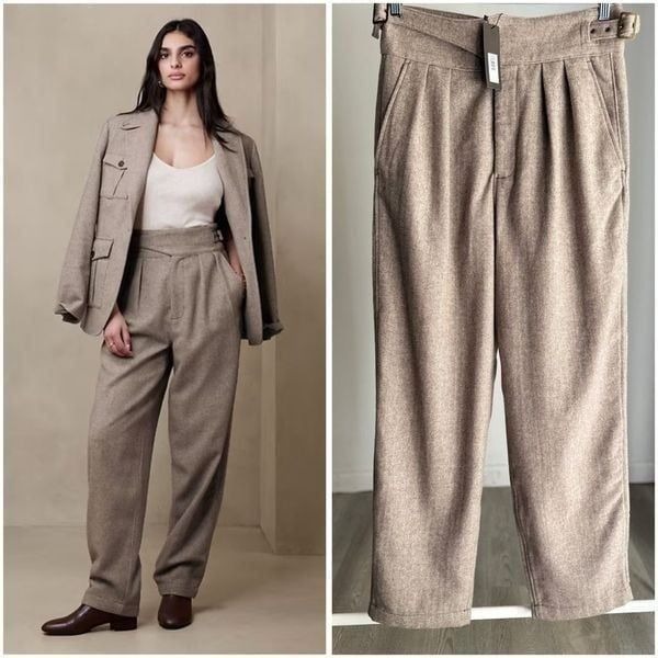 Banana Republic Factory HERRINGBONE SEAFARER PANT NWT Size 10 Wool Blend