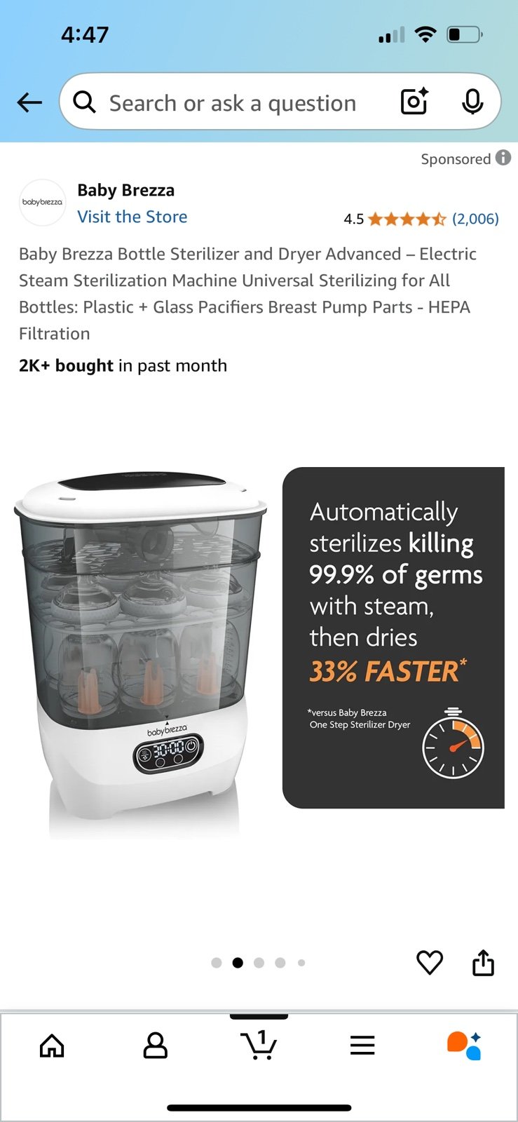 Baby brezza sterilizer and dryer