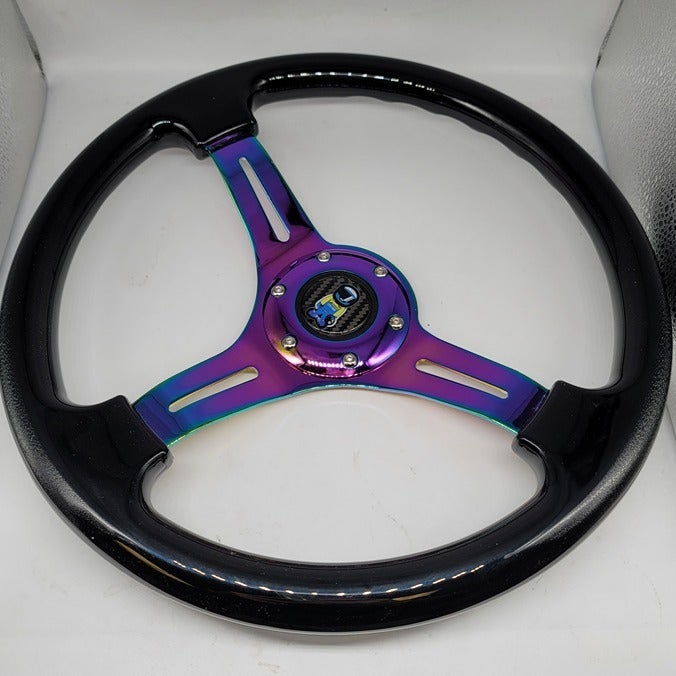 NEW 350MM 14 Universal Spoon ABS Racing Steering Wheel Black With Neo Spoke