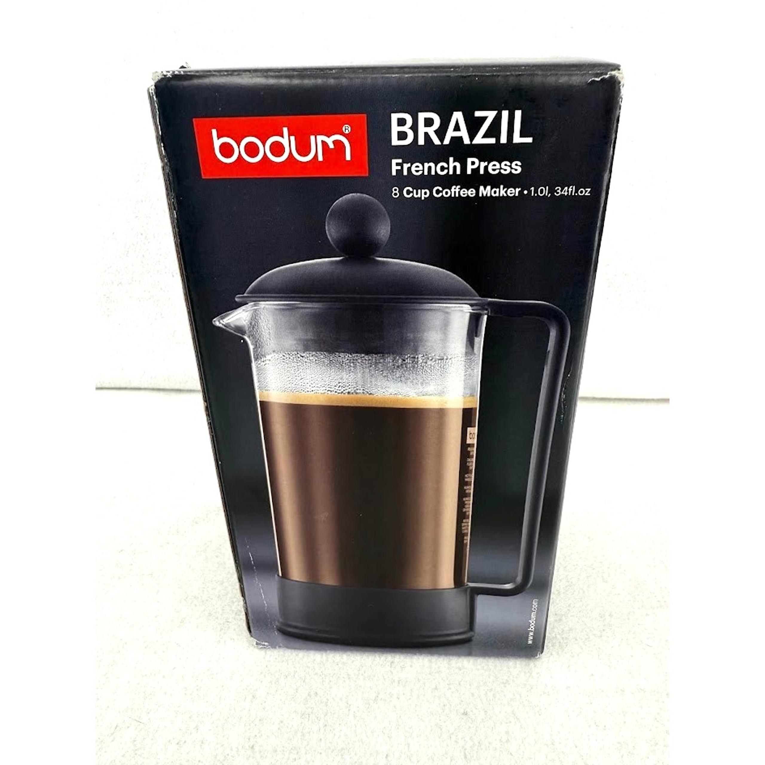 Bodum Brazil French Press 8 Cup Coffee Maker 34 oz Black Open Box Never Used