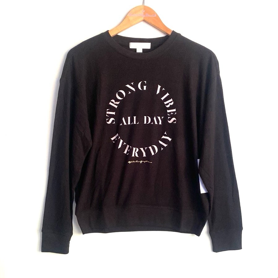 Spiritual Gangster Black Graphic Sweater - Strong Vibes, Size Small, NWT
