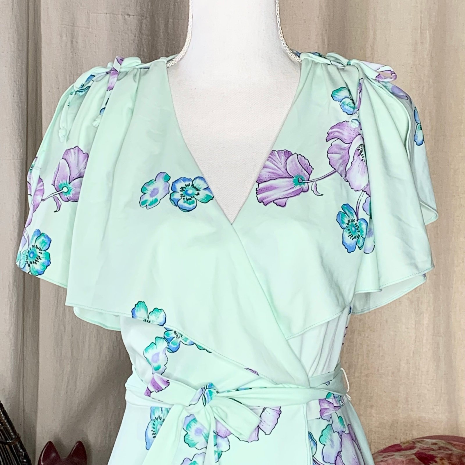 70s Floral Wrap Dress
