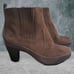 Clarks CERES Womens Brown Suede Leather Ankle Boots Inside Zip Size 7.5 W