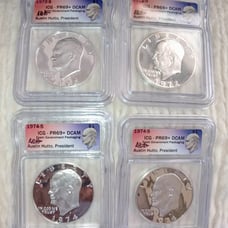Lot of 4 Silver Proof Eisenhower Silver Dollars Icg 69+DCAM