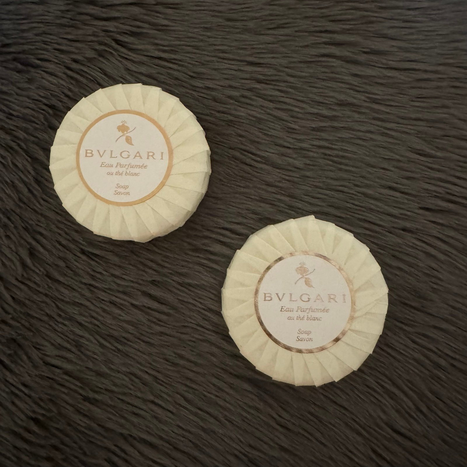 BVLGARI Au The Blanc White Tea Soap Round Italy Set Of 2 Size 75g each NEW