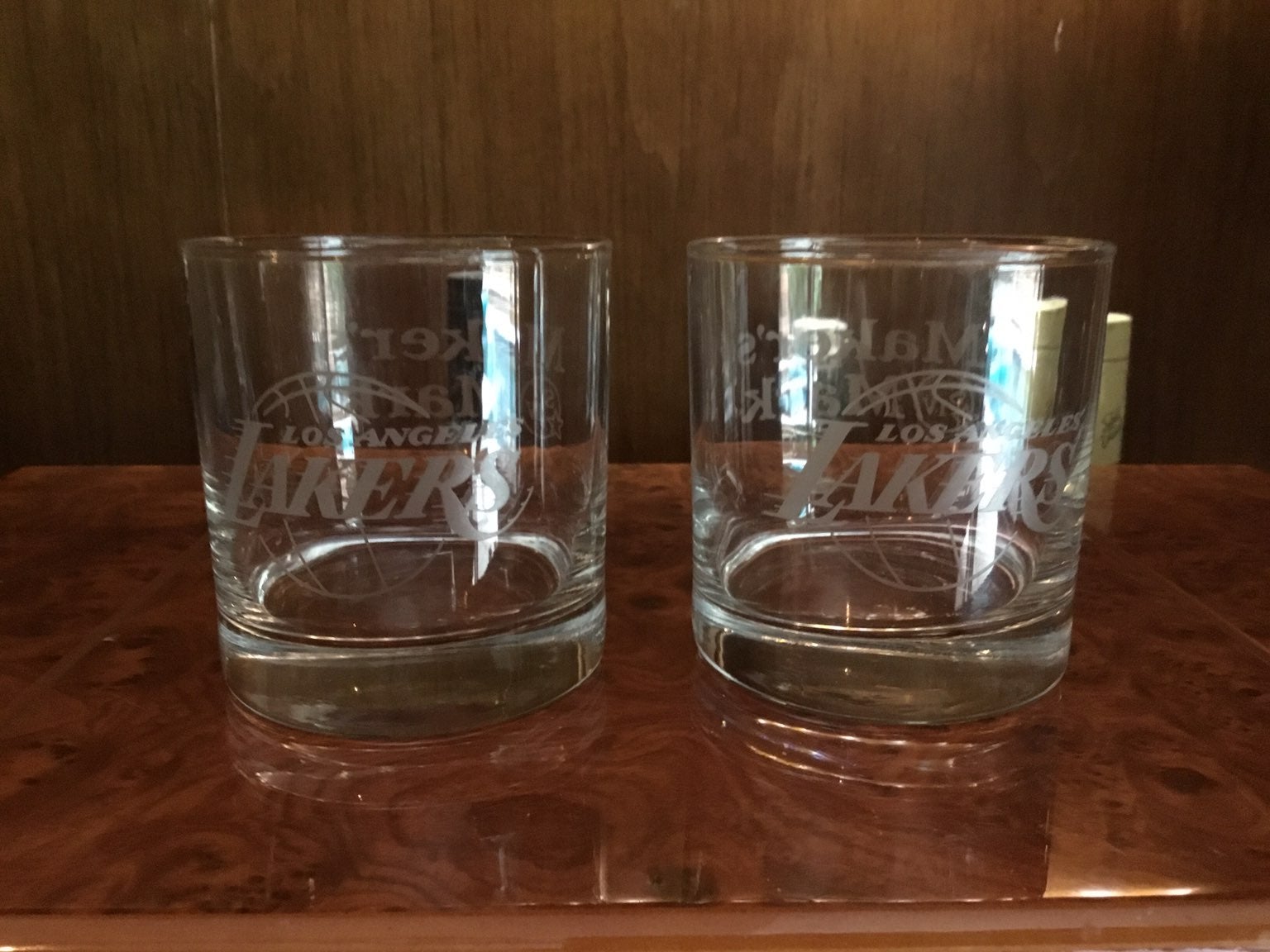 2 Maker’s Mark LA LAKERS Rock Glasses