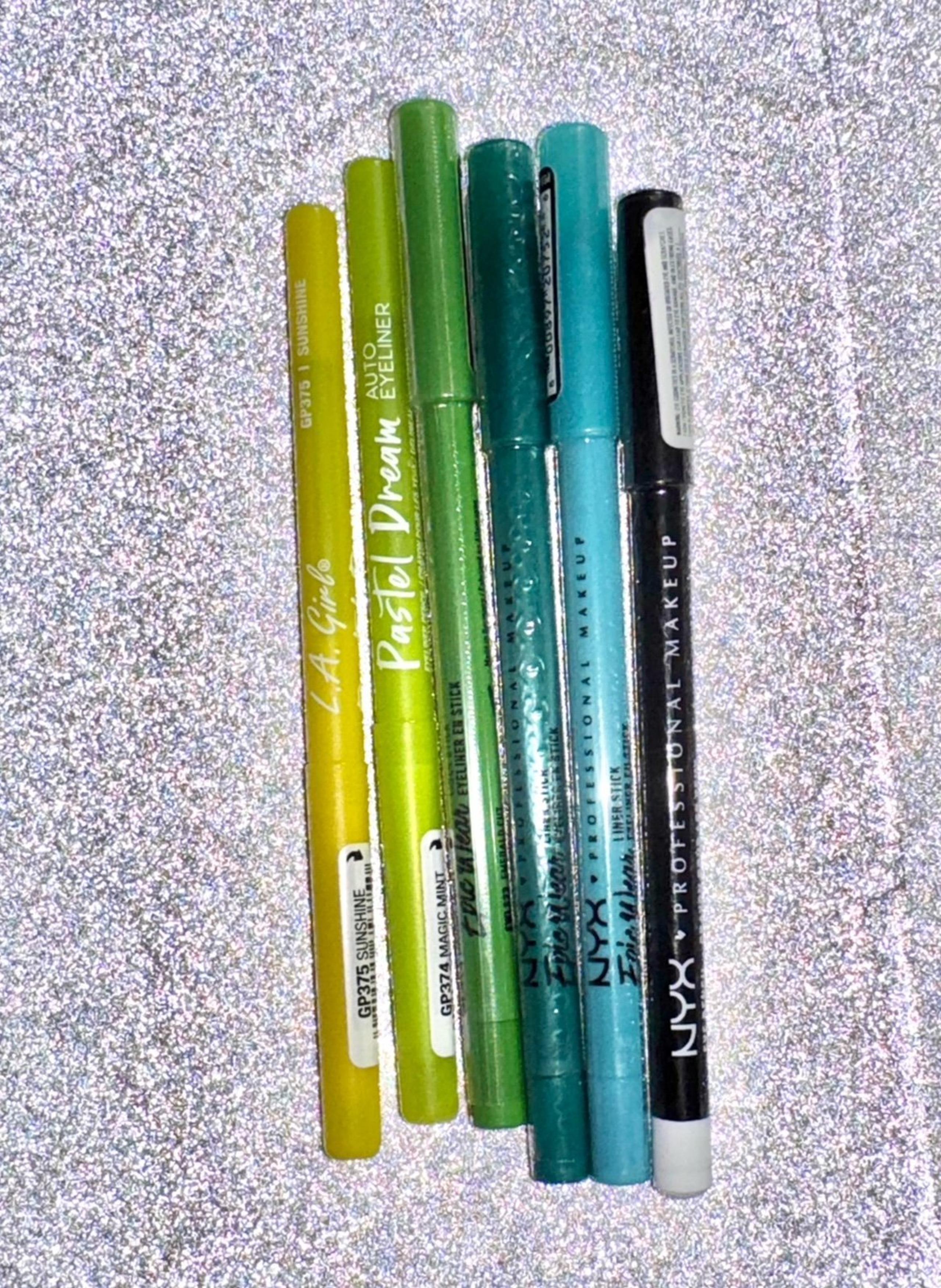 x6 Eyeliner Bundle Bright Colors Blue Green Yellow & White - NYX + LA Girl