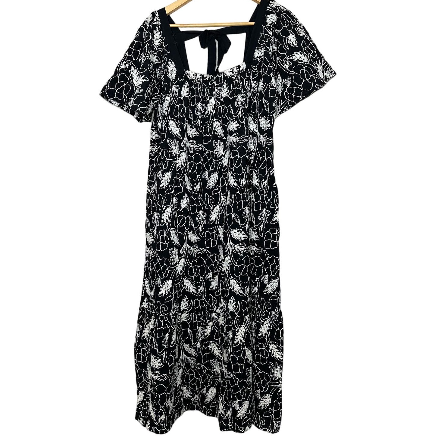 MASAI NEIA TIE-BACK SHORT SLEEVE DRESS BLACK SIZE MEDIUM NEW