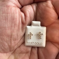 vintage 14k yellow gold earrings cross