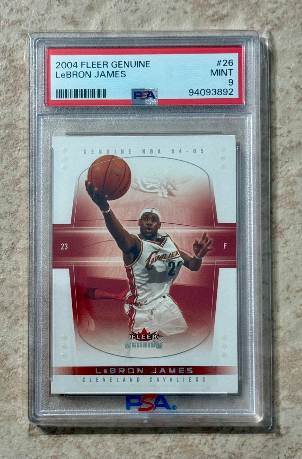 LEBRON JAMES 2004 FLEER GENUINE BASKETBALL #26 PSA 9 MINT CLEVELAND CAVALIERS
