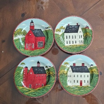 Set of 4 Salad Plates Country Life Warren Kimble Brandon House MINT CONDITION