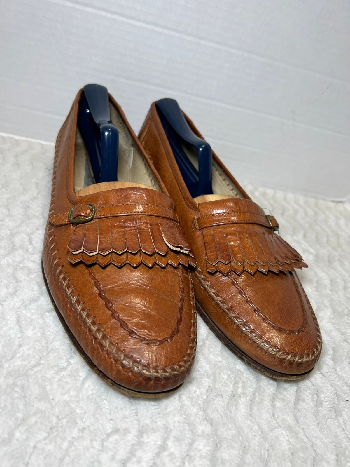 Bruno Magli Men’s Size 9M brown Leather Buckle loafer Made In Italy Dress Shoes.