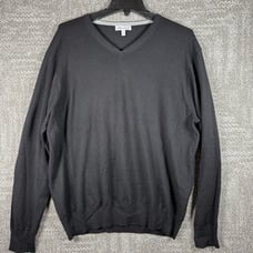 Pattern Millar XL Merino Wool & Silk Black VNeck Pullover Sweater Preppy Casual