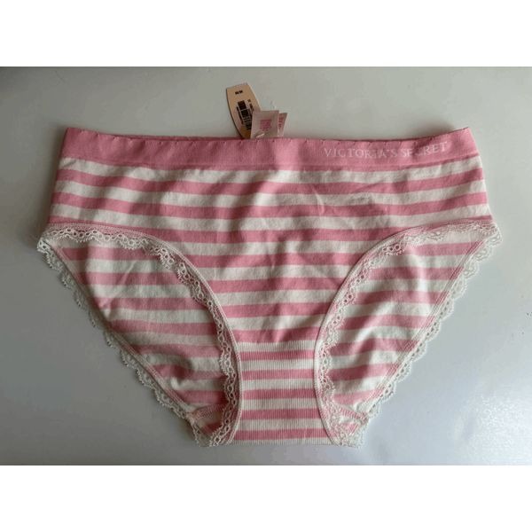 Victorias Secret Vintage Hiphugger Panty Seamless Lace Light Pink White Size M