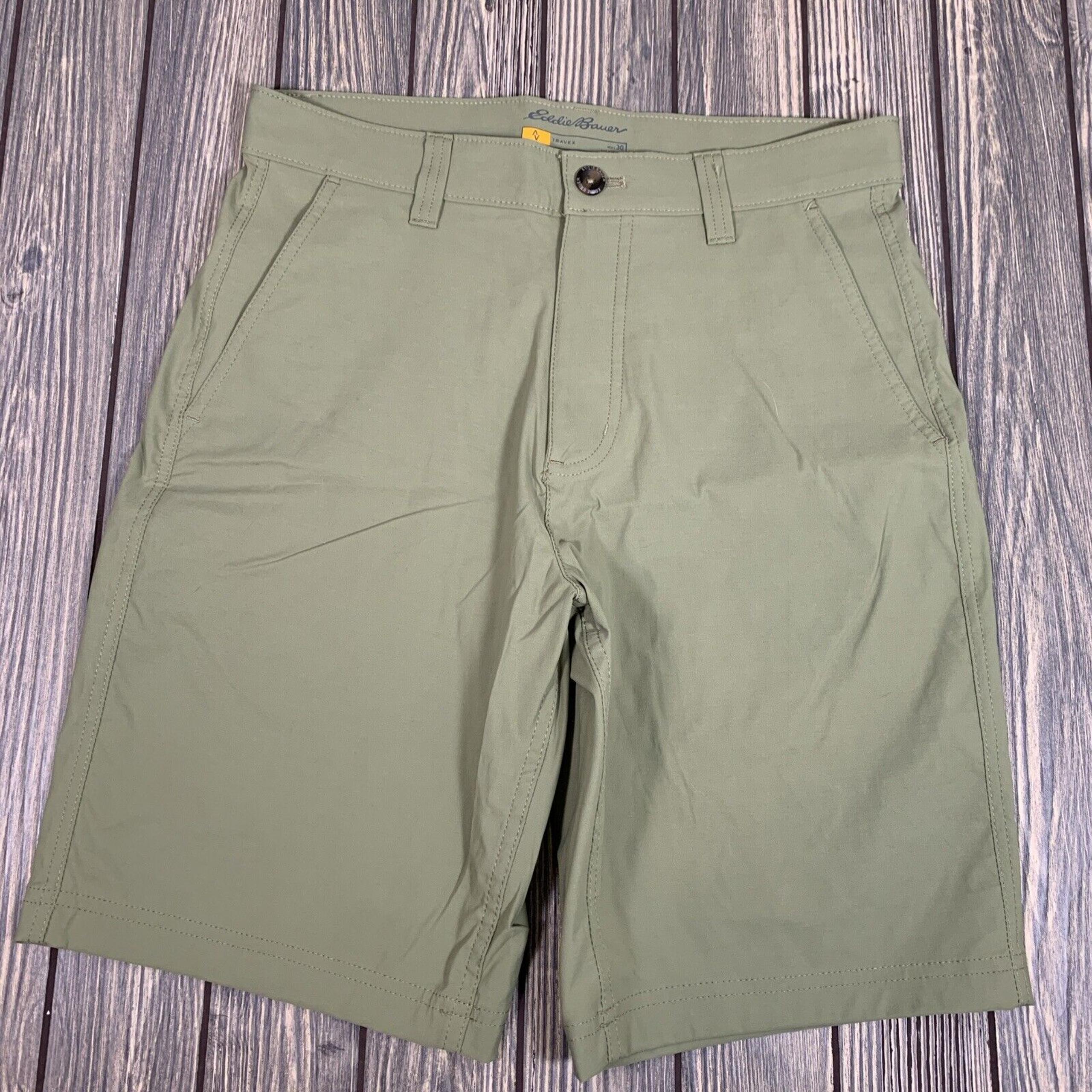 Eddie BauerTravex Stretch Shorts Flat Olive Lightweight Travel Golf Men Sz 30