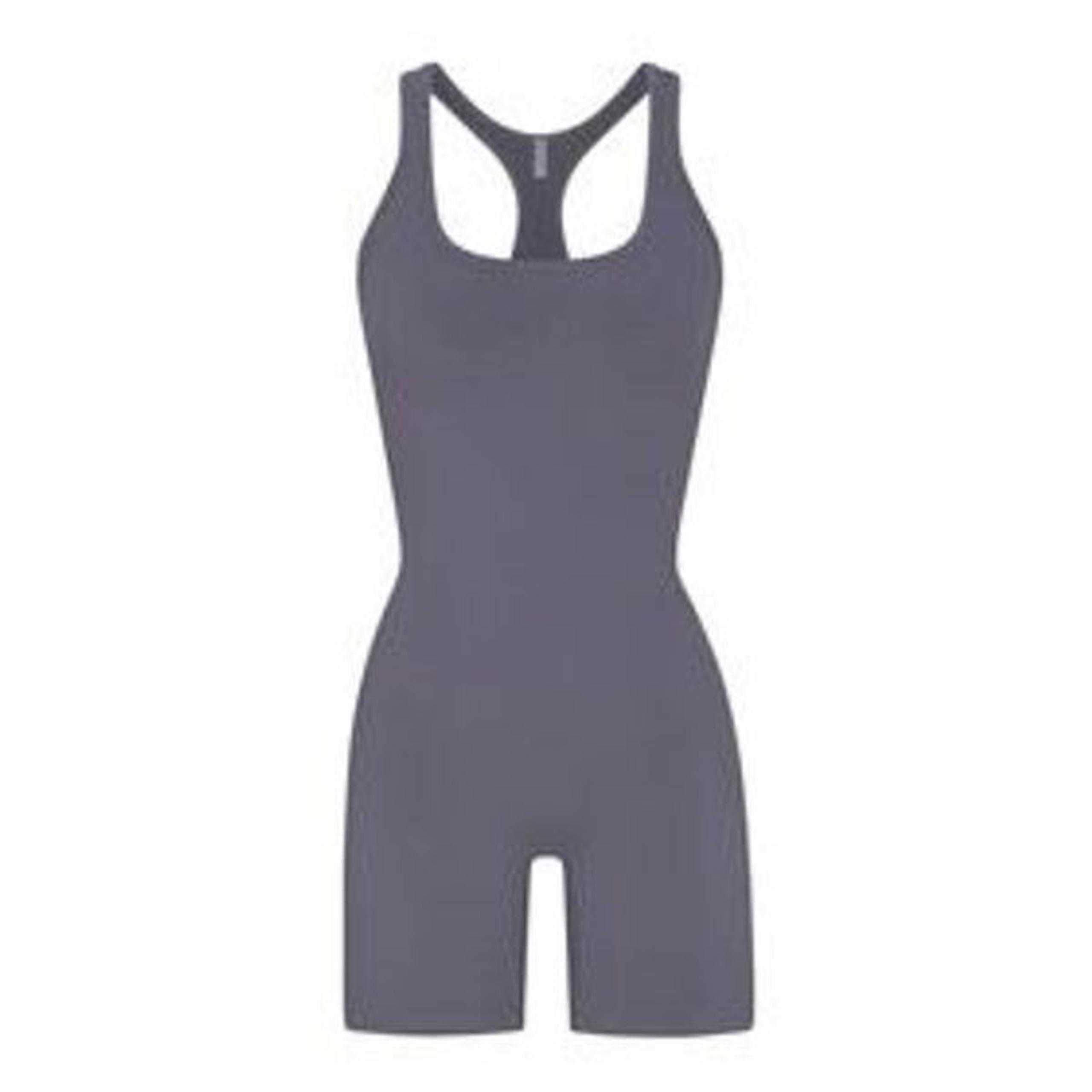 Skims Women's Dark Gray Cotton Blend Mid-Thigh Bodysuit Size Medium NWOT