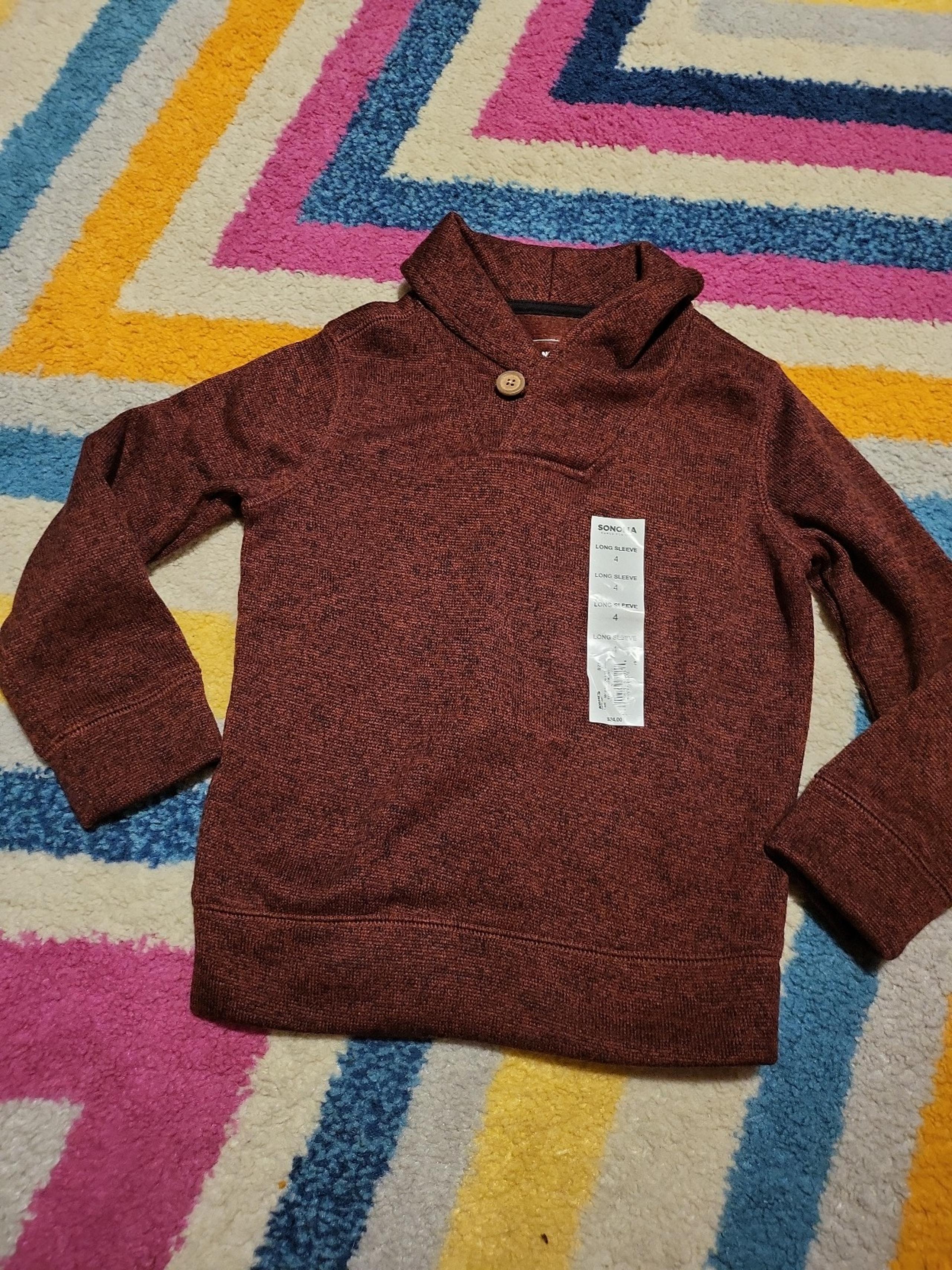 NWT Boys Size 4 Sonoma Supersoft Long Sleeve Maroon Pullover Shirt Casual