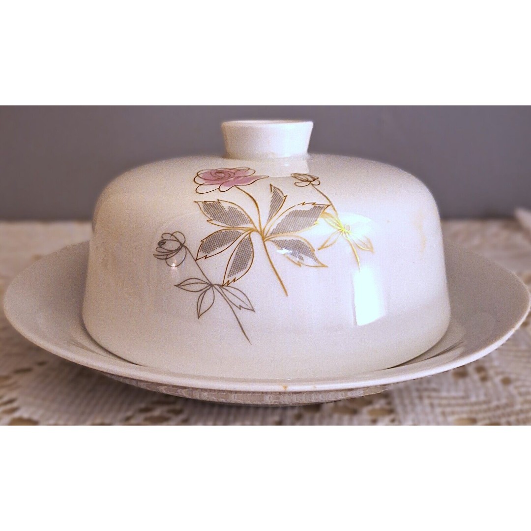 Beautiful Vintage Rosenthal Margaret Rose Pattern Butter Cheese Dish w/ Lid