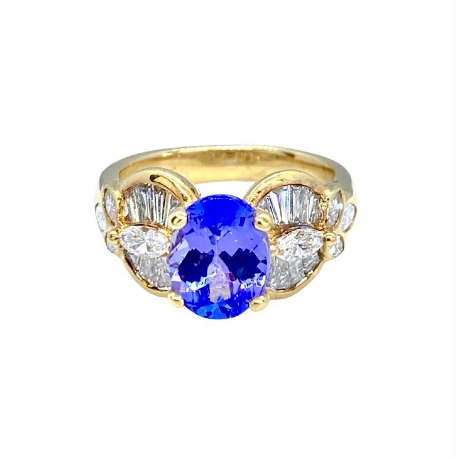 Certified Oval Tanzanite and Diamond Ring