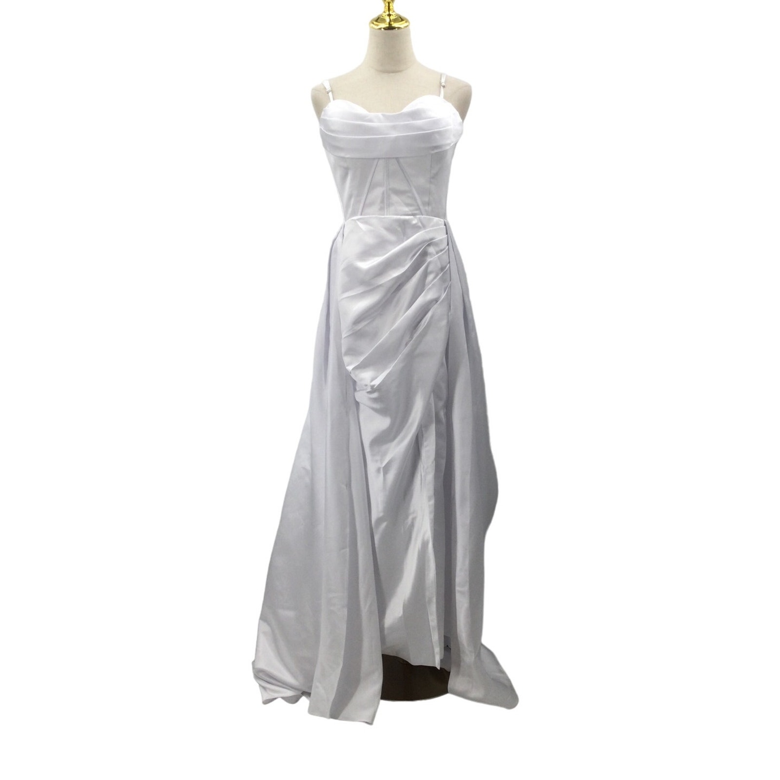 BRIDAL SZ 6 S white satin corset lace up draped wedding maxi dress gown NEW B47
