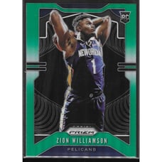 ZION WILLIAMSON 2019-20 PRIZM GREEN HOLO REFRACTOR ROOKIE RC # 248