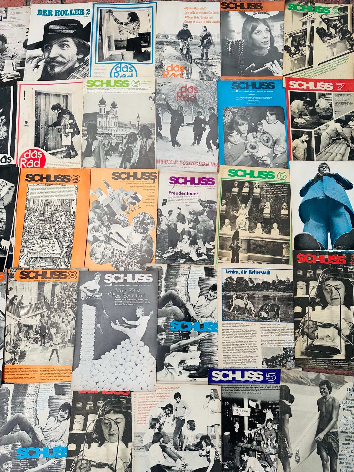 Lot German Magazines Schuss Der Roller Das Rad Vintage 1970s 1980/ Clown Hippie