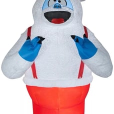 10.5ft Gemmy Christmas Inflatable Fuzzy Mixed Media Bumble Suspenders Rudolph