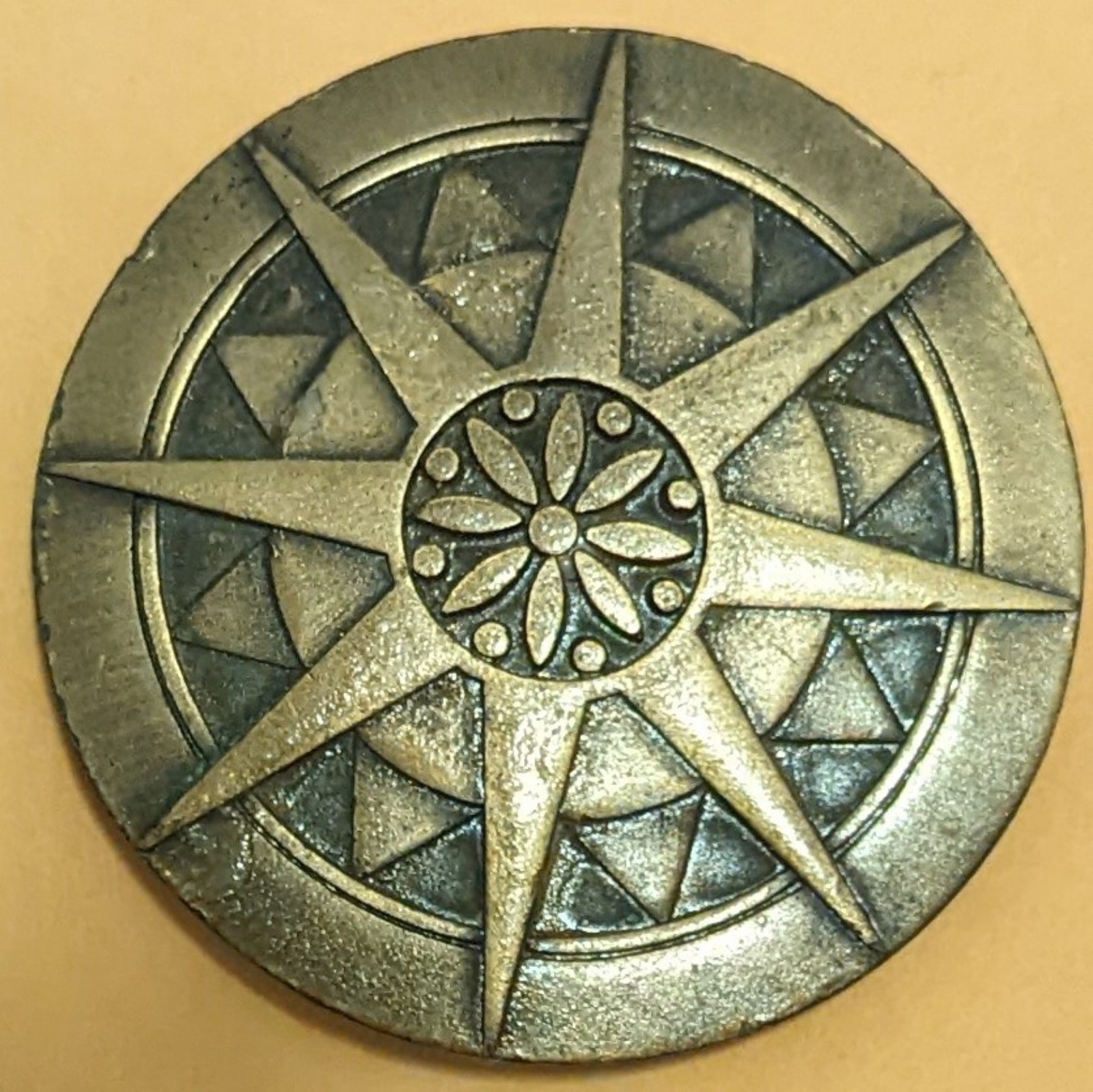 Kaleidoscope Compass Rose Star Baroque 1970s Vintage Belt Buckle