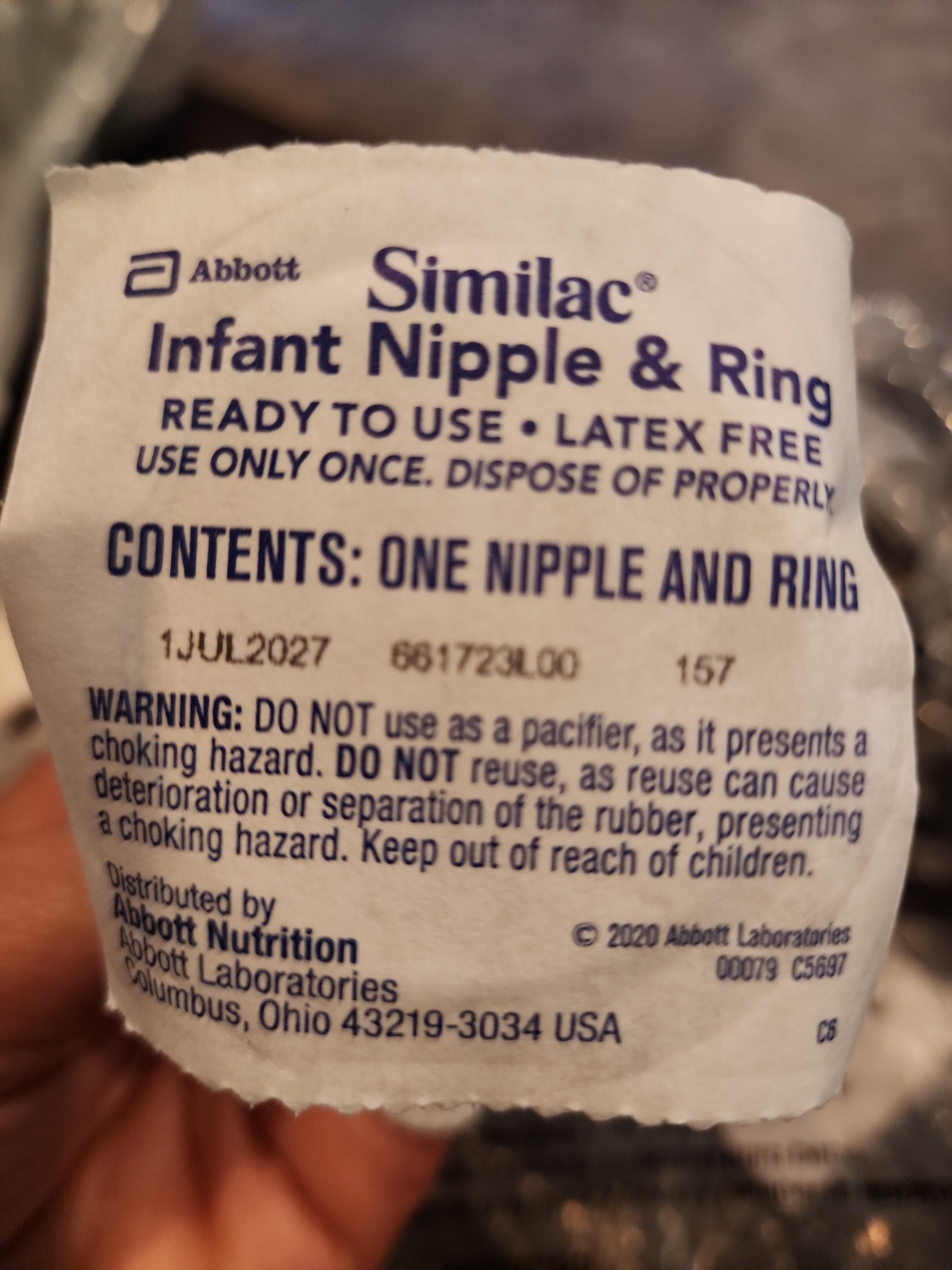 Pack of 25) Similac Component Nipple System Infant Nipple and Ring R, L00079