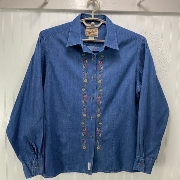 WOOLRICH Embroidered denim long sleeve Shirt
