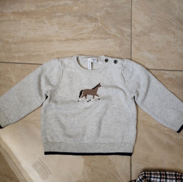 Janie and Jack Knit Horse Sweater
